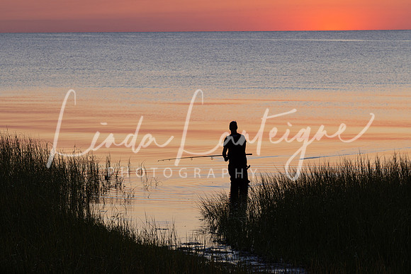 Fishing til the sun goes down on First Encounter Beach, Eastham, MA, Cape Cod