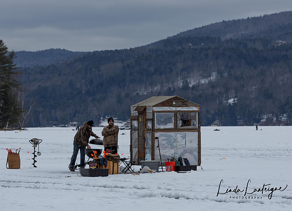 Shanty cook-out on Lake Morey, VT